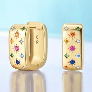 Zara Rainbow Rhinestone Huggy
Hoop Earrings